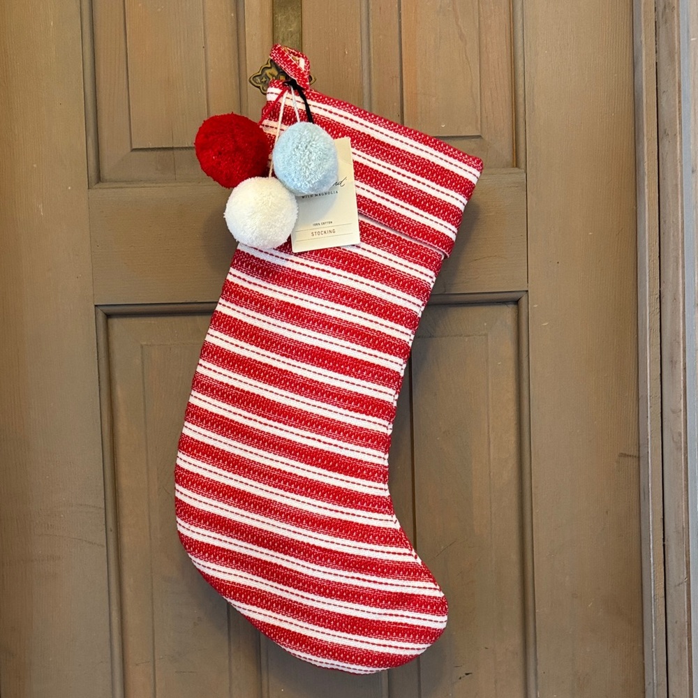 Hearth and Hand Red and White Striped Holiday Stocking